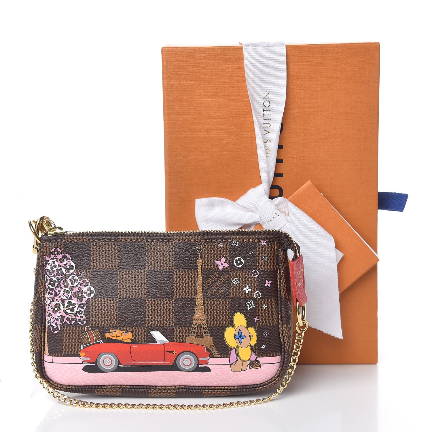 Louis Vuitton Damier Ebene 2019 Christmas Animation Mini Pochette Accessories Red 8 of 8