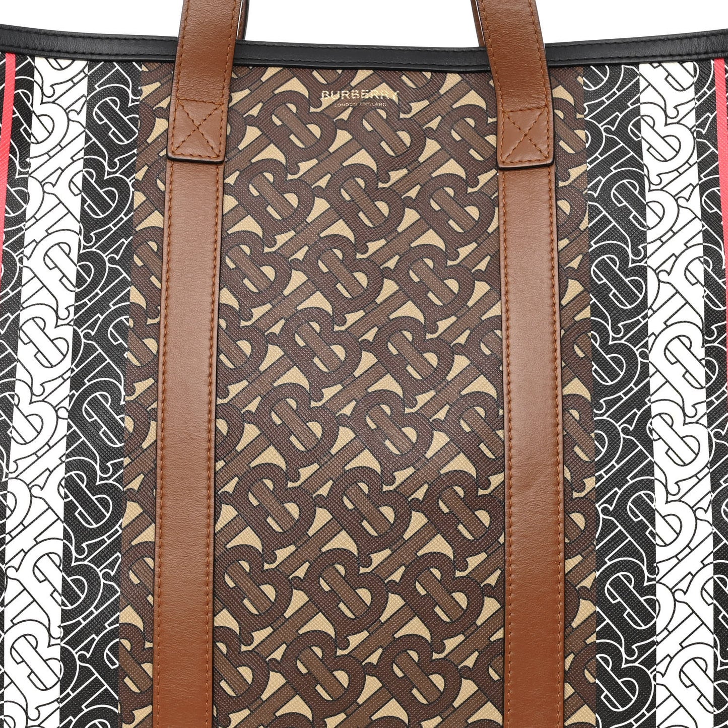 E-Canvas Monogram Stripe Book Tote Bridle Brown