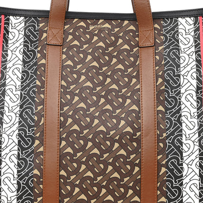Burberry E-Canvas Monogram Stripe Book Tote Bridle Brown 9 of 13