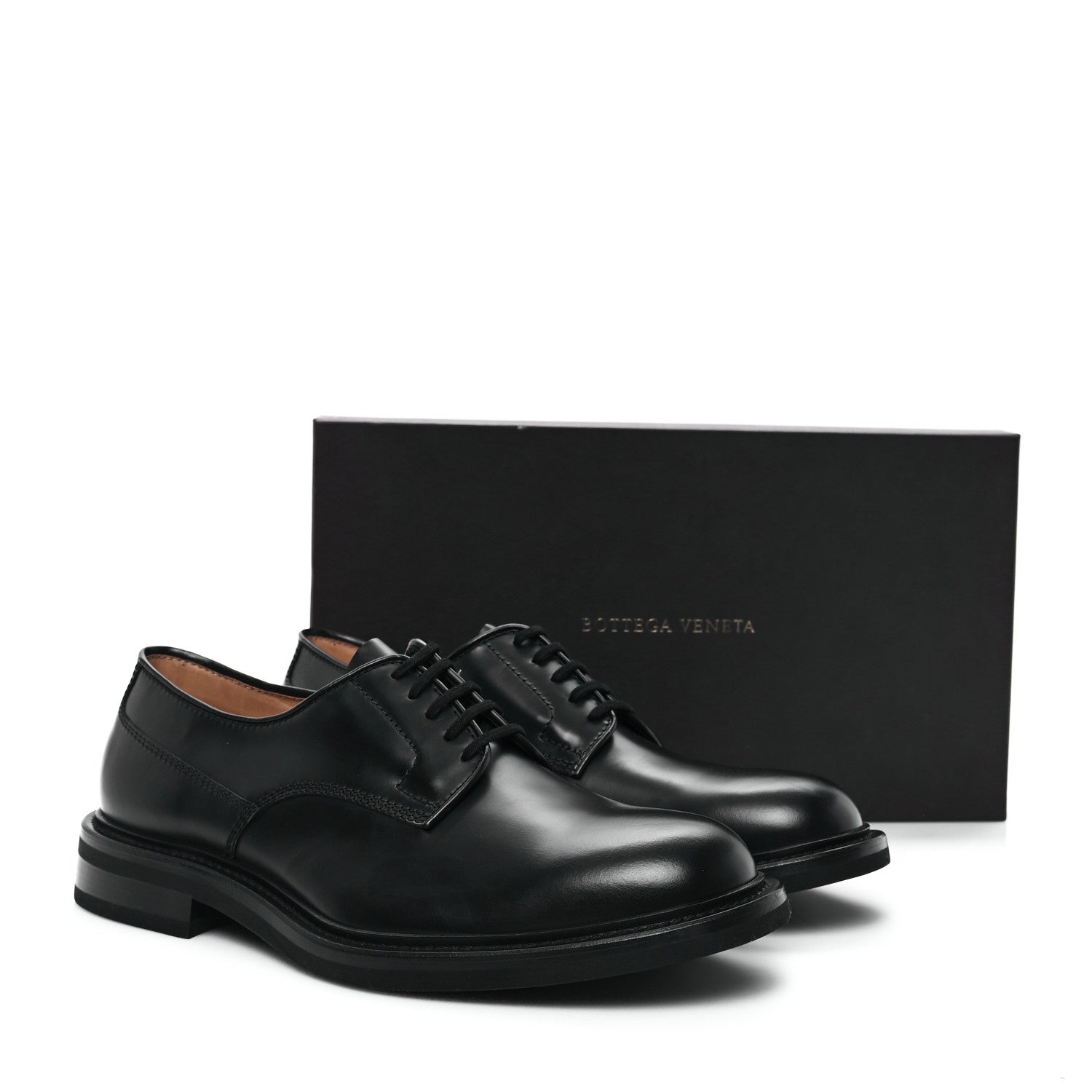 Bottega Veneta Scarpa Pelle Level Lace Up Mens Derby Shoes 44.5 Black 9 of 9