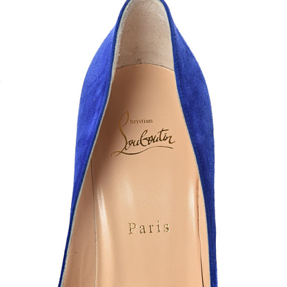 Christian Louboutin Veau Velours Pigalle Follies 100 Pumps 39.5 Metal Blue 7 of 8
