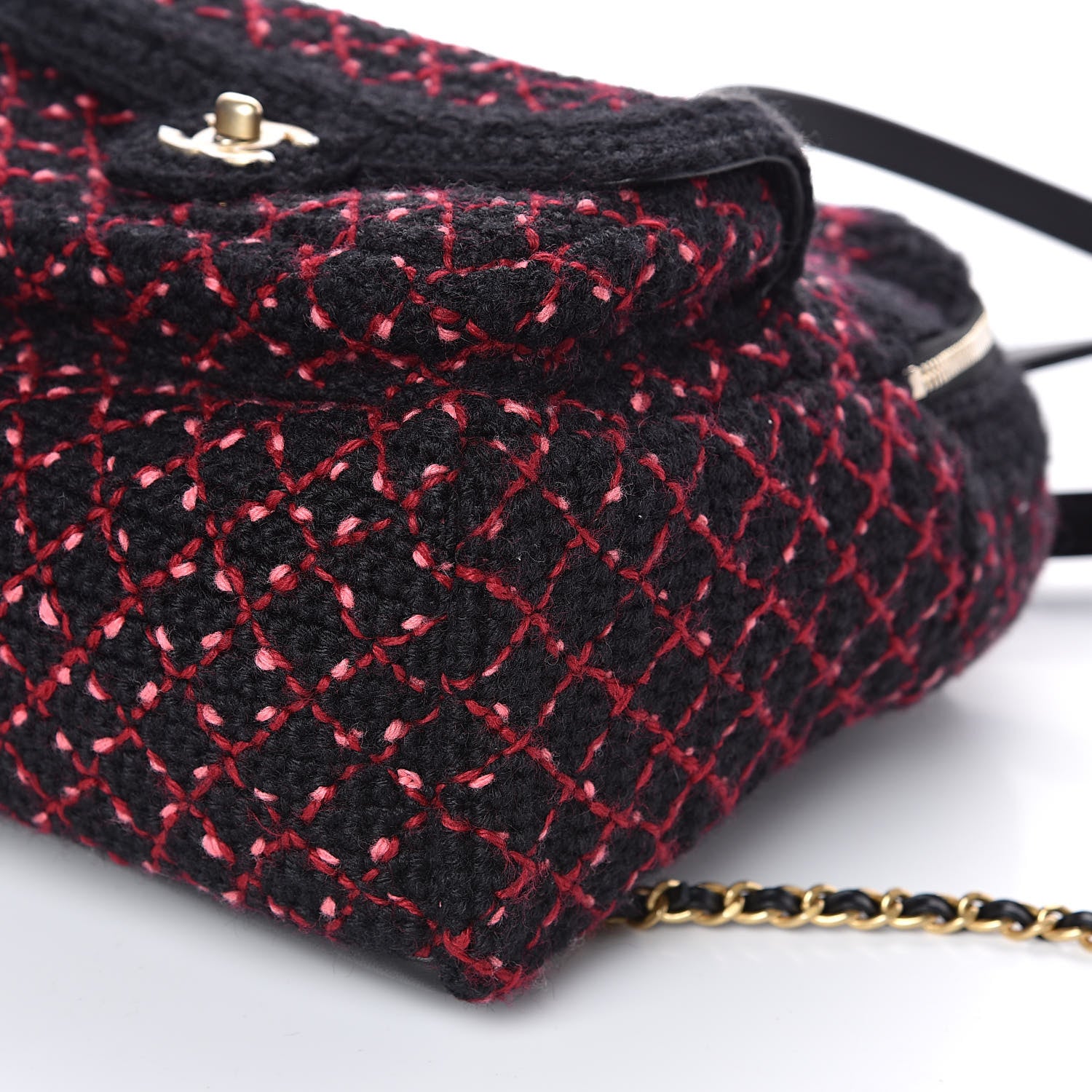 Chanel Knit Quilted Backpack Black Burgundy 9 of 12