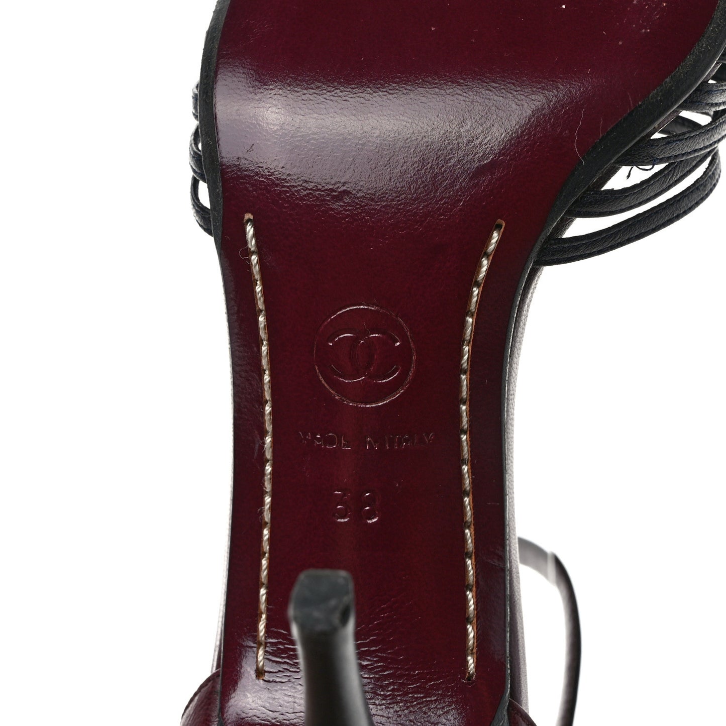 Lambskin Ankle Slingback Pumps 38 Bordeaux Black