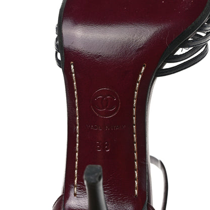Chanel Lambskin Ankle Slingback Pumps 38 Bordeaux Black 6 of 7