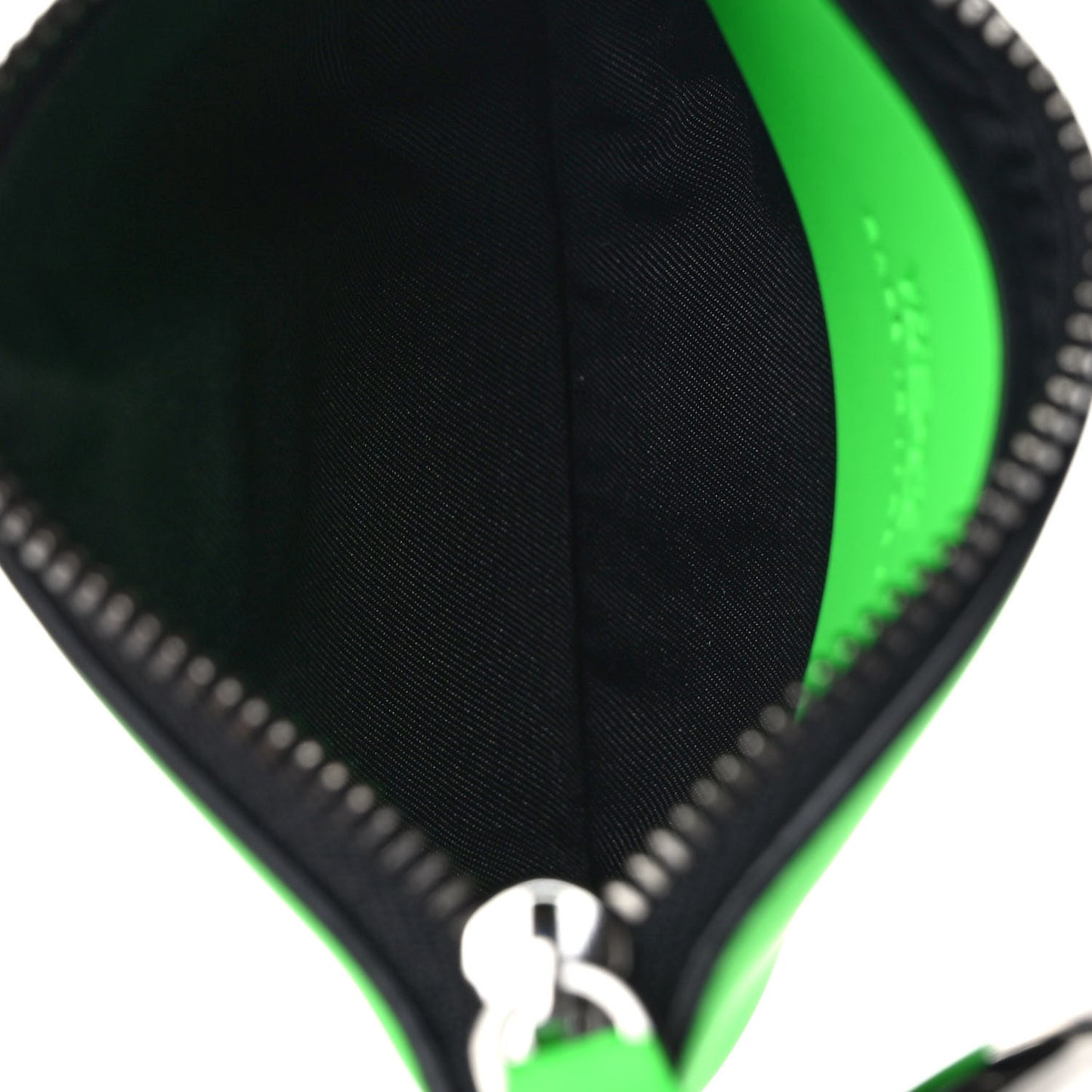 Rubber Calfskin Medusa Key Pouch Neon Green