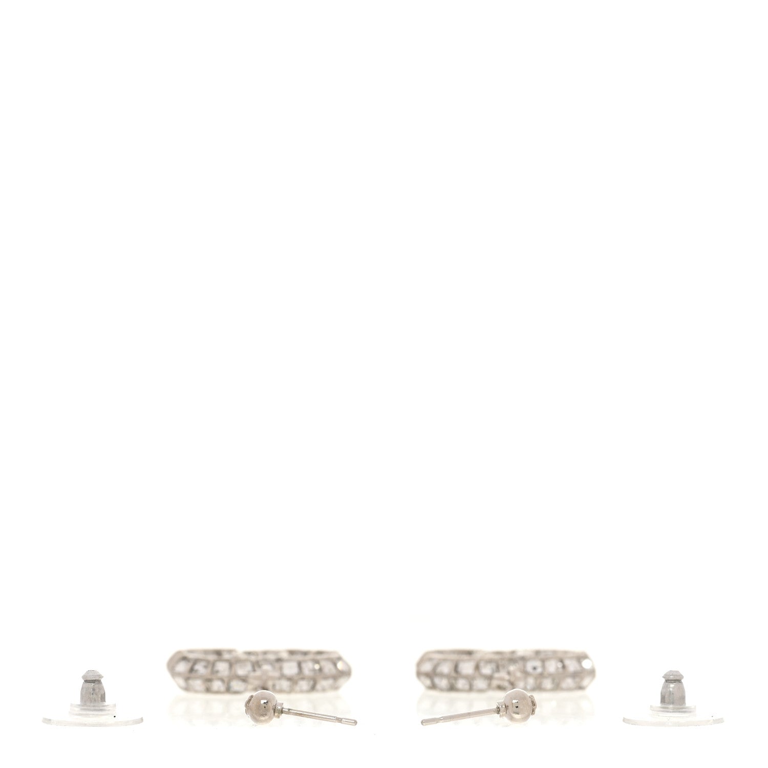 Chanel Baguette Crystal CC Drop Earrings Silver 3 of 5