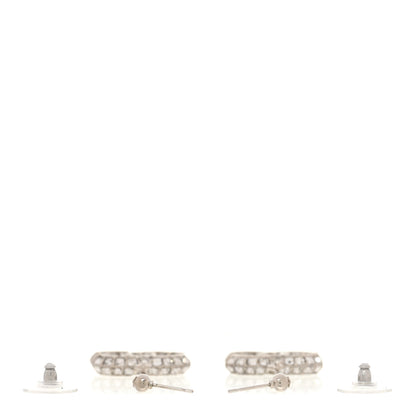 Chanel Baguette Crystal CC Drop Earrings Silver 3 of 5