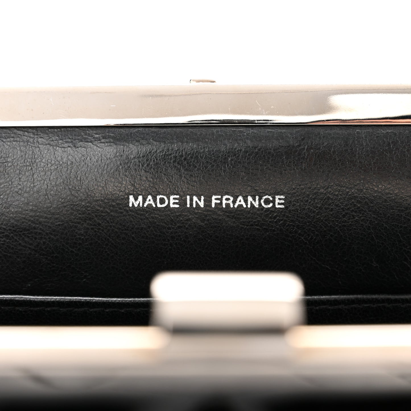 Patent Quilted Kisslock Frame Bag Black