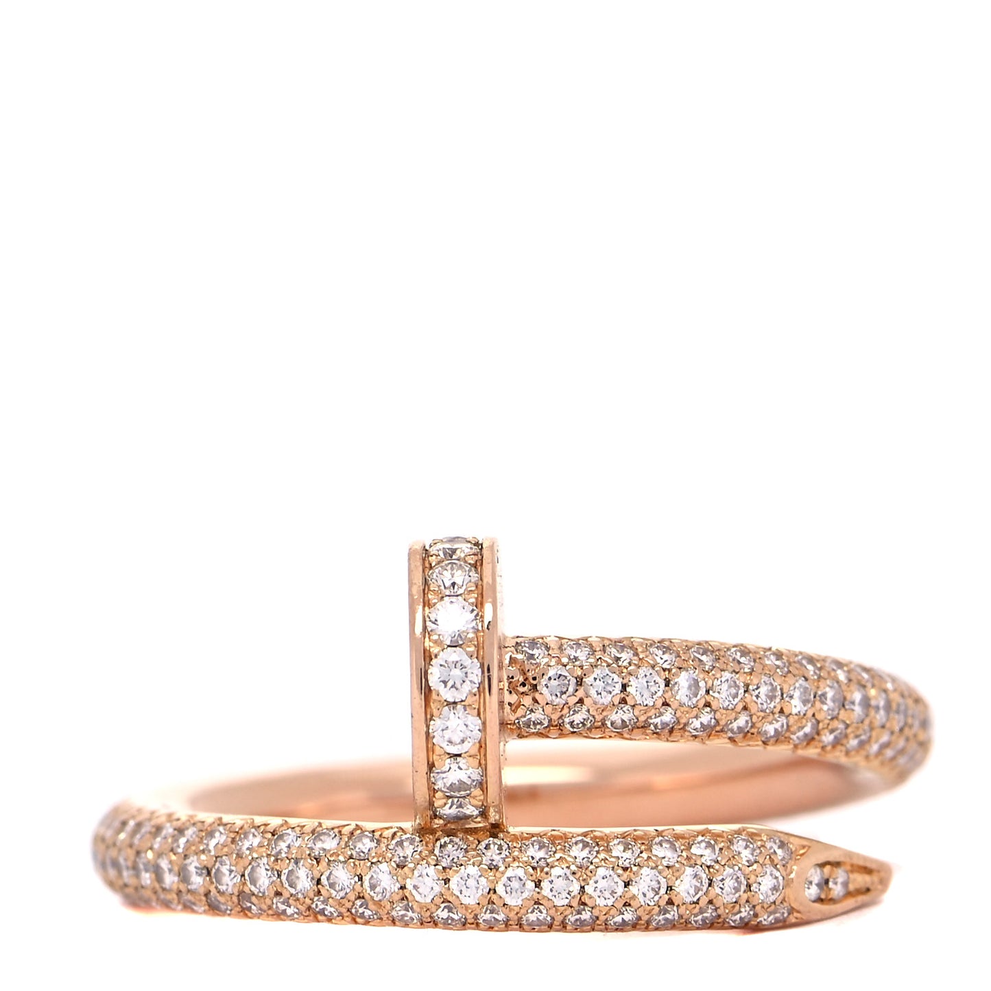 18K Pink Gold Diamond Juste Un Clou Full Paved Ring 51 5.75