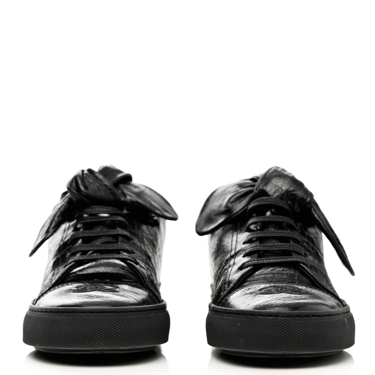 Chanel Crumpled Calfskin Womens CC Bow Sneakers 37 Black 2 of 13