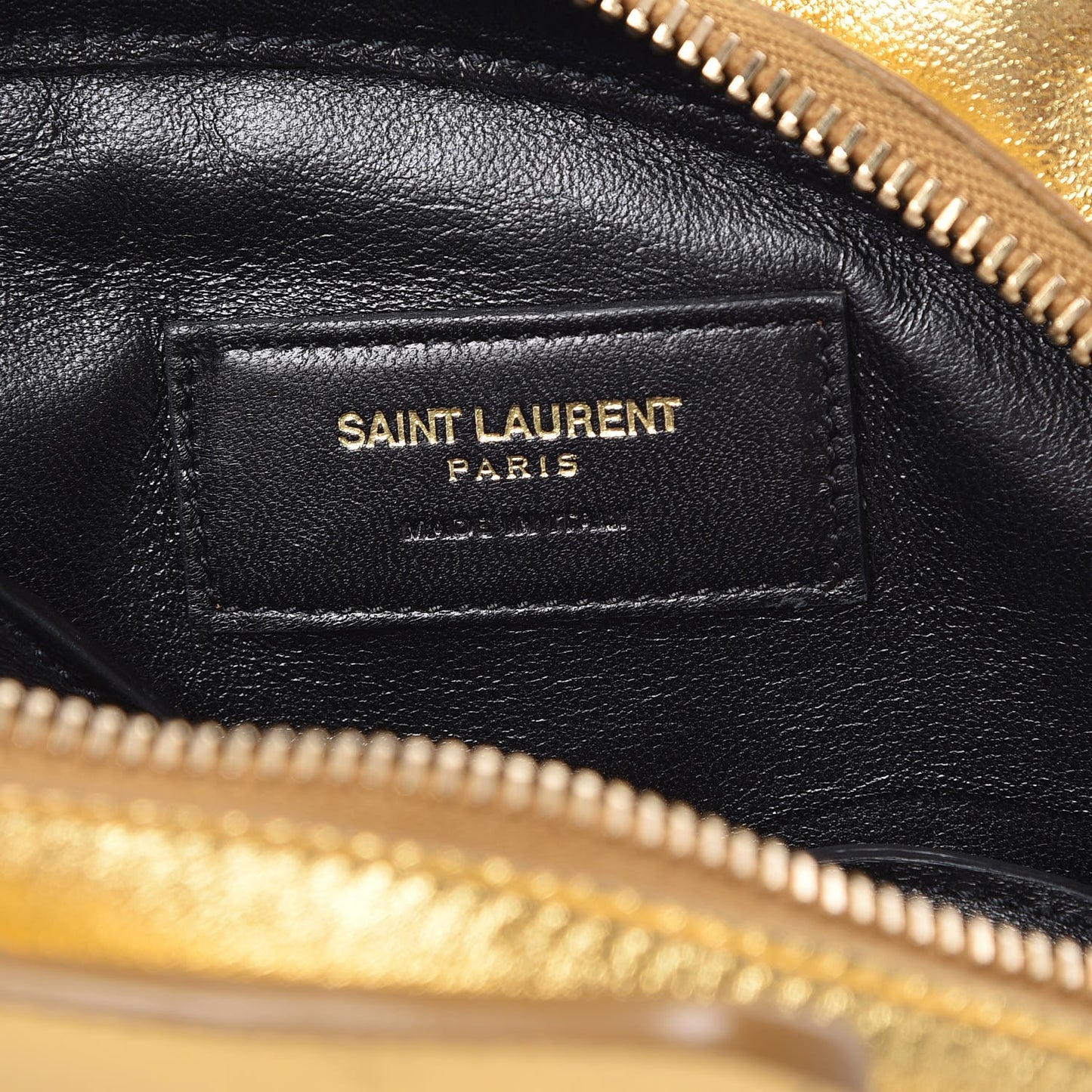 Metallic Calfskin Gun Clutch Gold