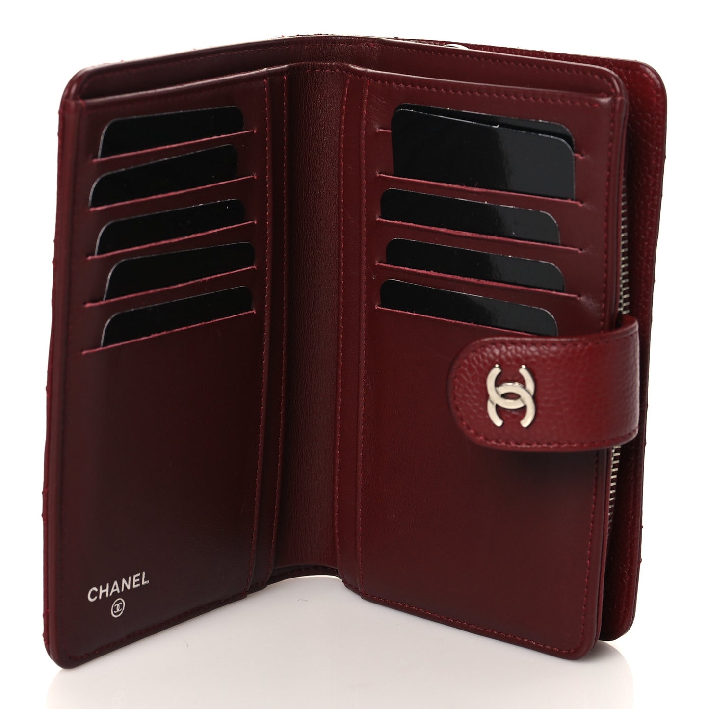 Caviar Quilted Zipped Pocket Wallet Red