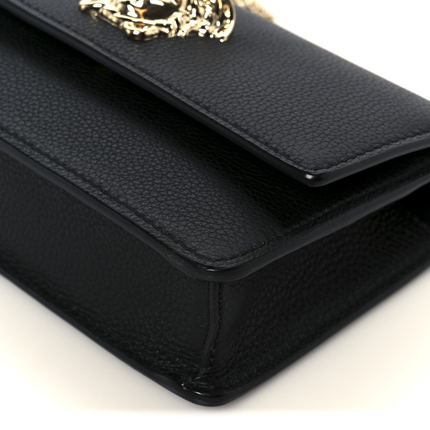 Versace Grained Calfskin Medusa Evening Clutch Bag Black 9 of 10