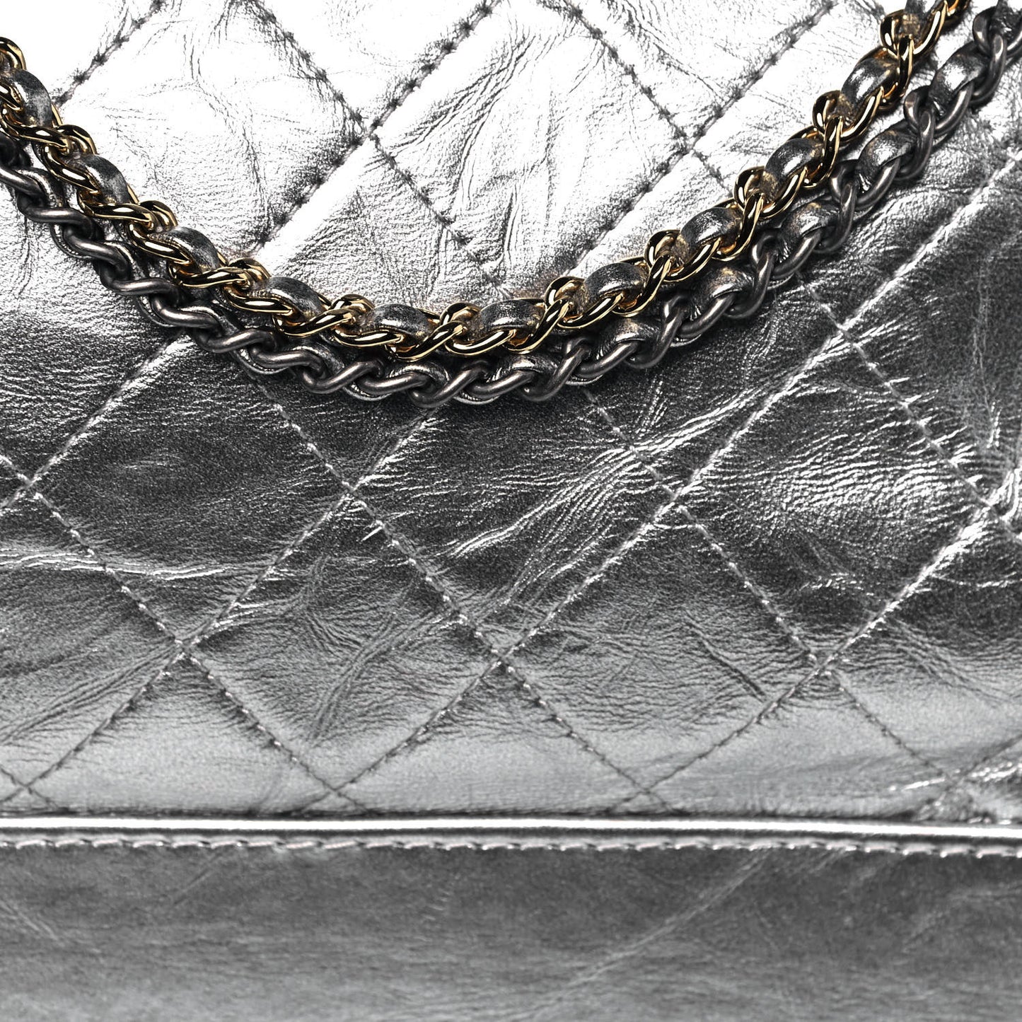 Metallic Lambskin Calfskin Quilted Medium Gabrielle Hobo Silver