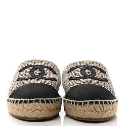 Chanel Mesh Grosgrain CC Espadrilles Mule 36 Beige Black 2 of 9