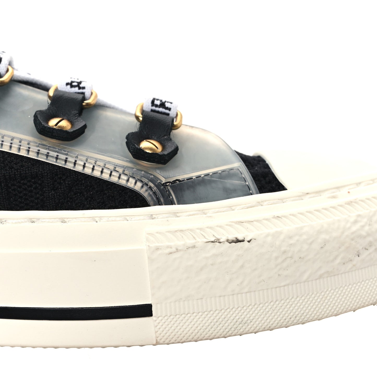 Technical Knit Calfskin Womens Walk'N'Dior High Top Sneakers 38 Black