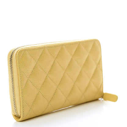 Chanel Iridescent Caviar Quilted Medium Zip Around Wallet Yellow 3 of 11