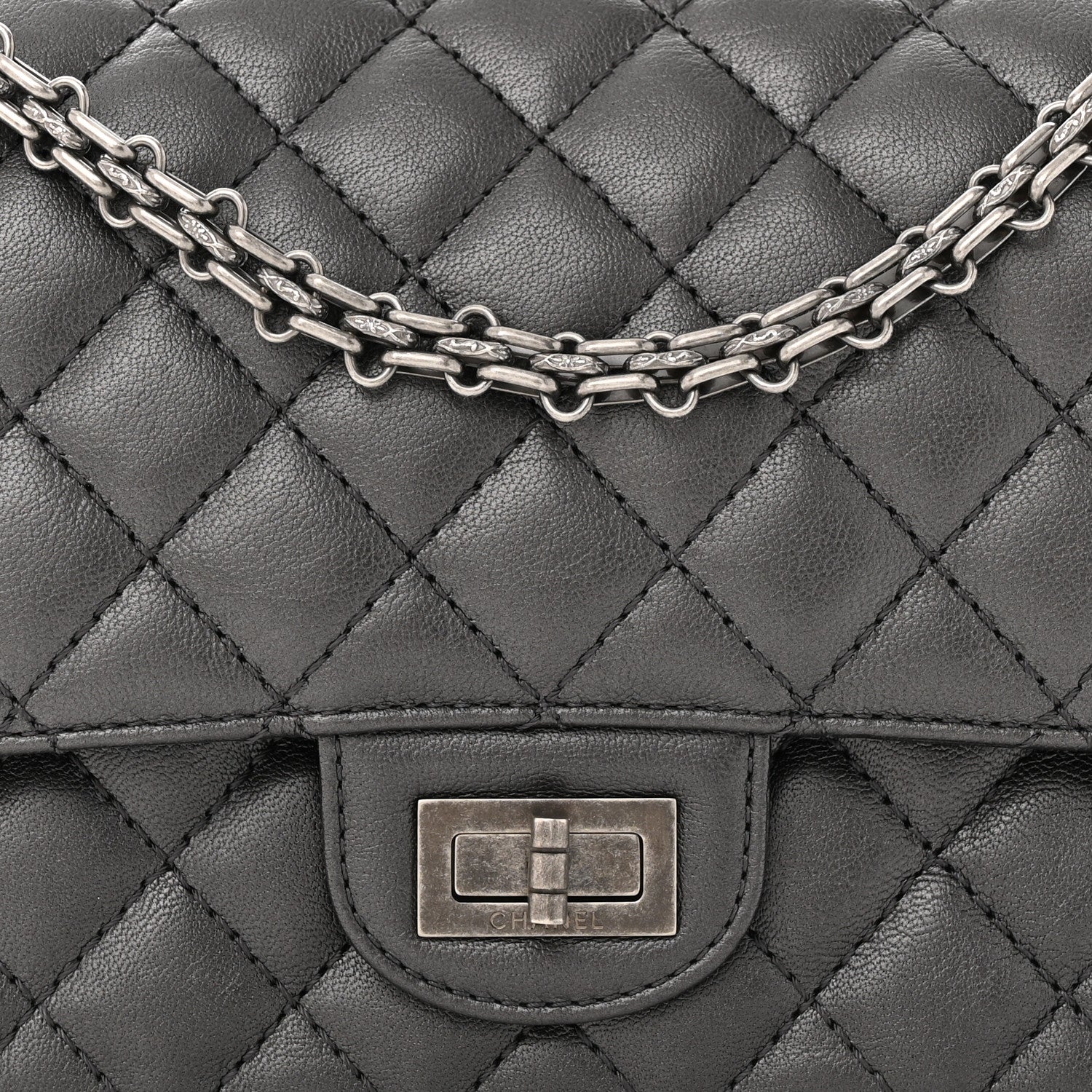 Chanel Metallic Sheepskin Quilted 2.55 Reissue 225 Flap Charcoal 8 of 10
