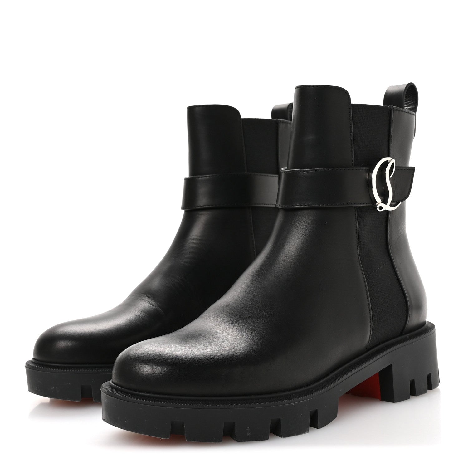 Christian Louboutin Calfskin CL Chelsea Booty 36 Black 4 of 8