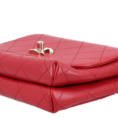 Chanel Calfskin Quilted Small Double Pocket Top Handle Flap Red 11 of 11