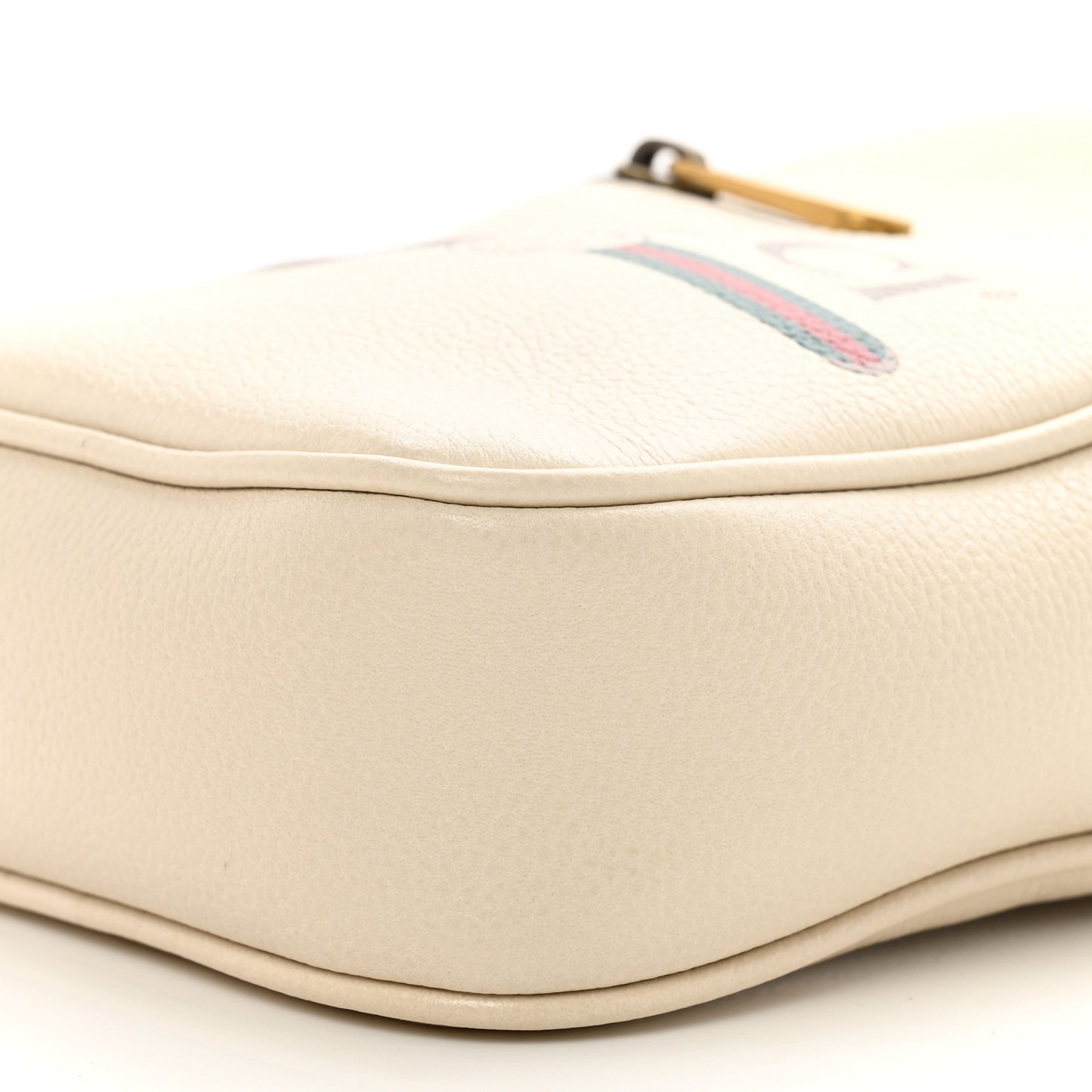 Grained Calfskin Mini Logo Messenger Bag White