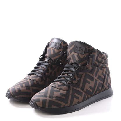 Fendi Nylon FF Reloaded High Top Sneakers 41 Tobacco Black 2 of 9
