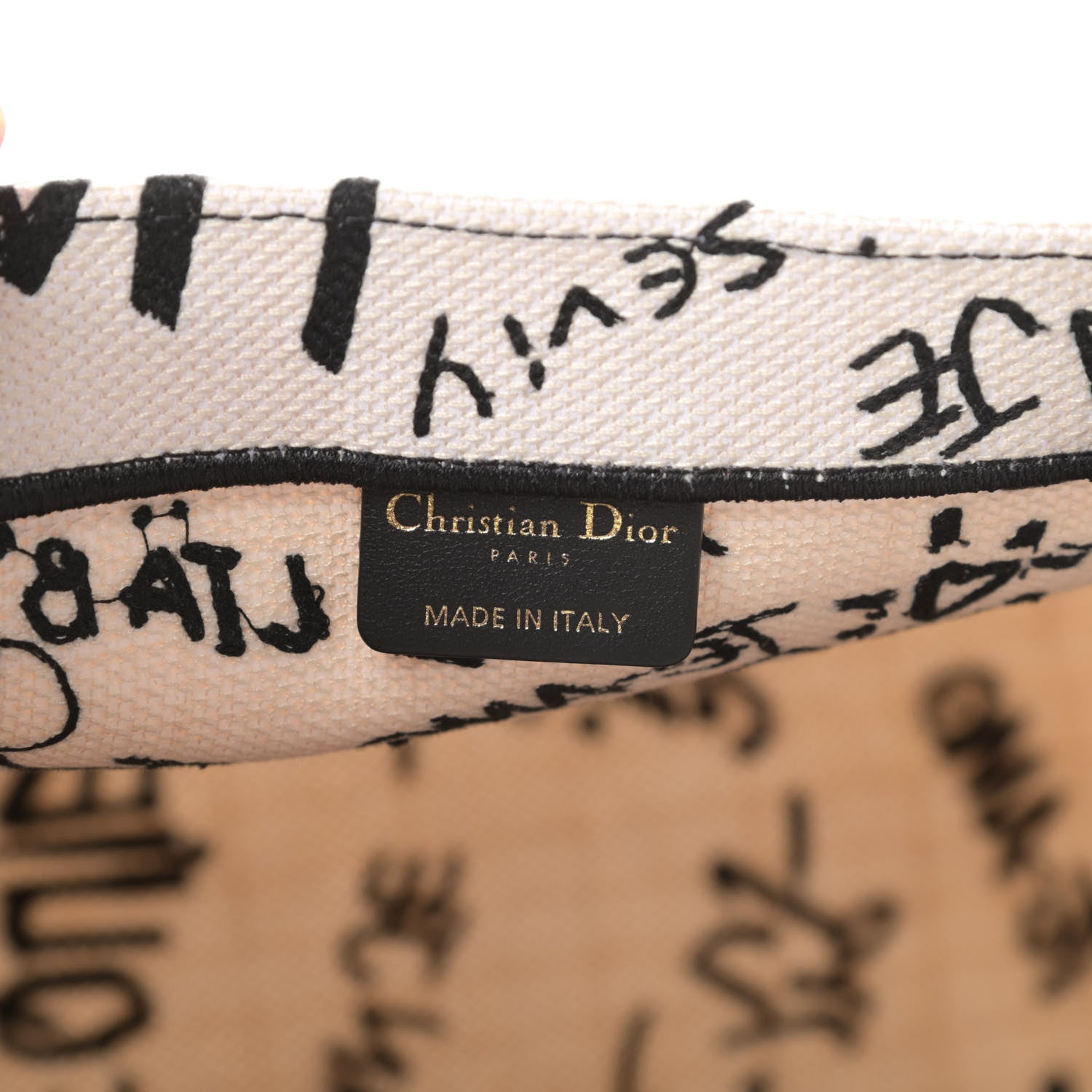 Christian Dior Canvas Embroidered Medium Dioramour Graffiti Book Tote Latte Multicolor 6 of 11