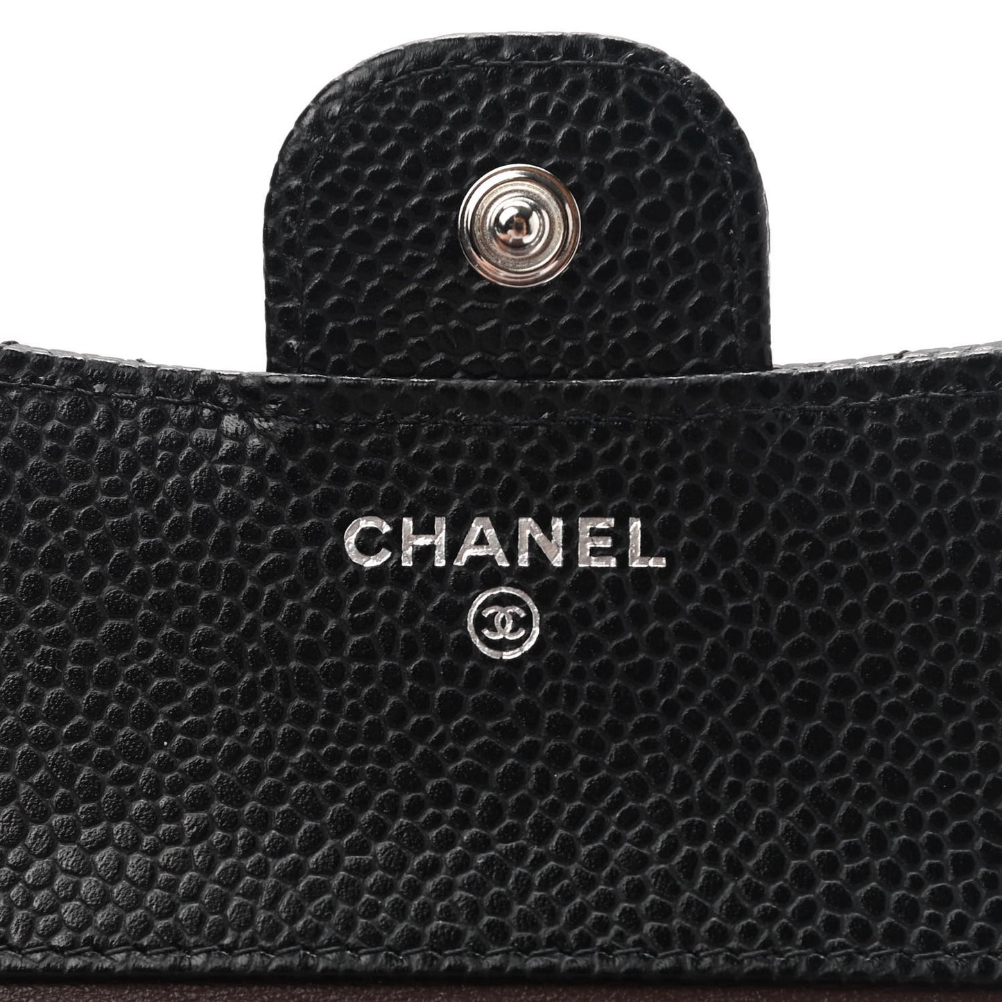 Caviar Quilted Compact Flap Wallet Black