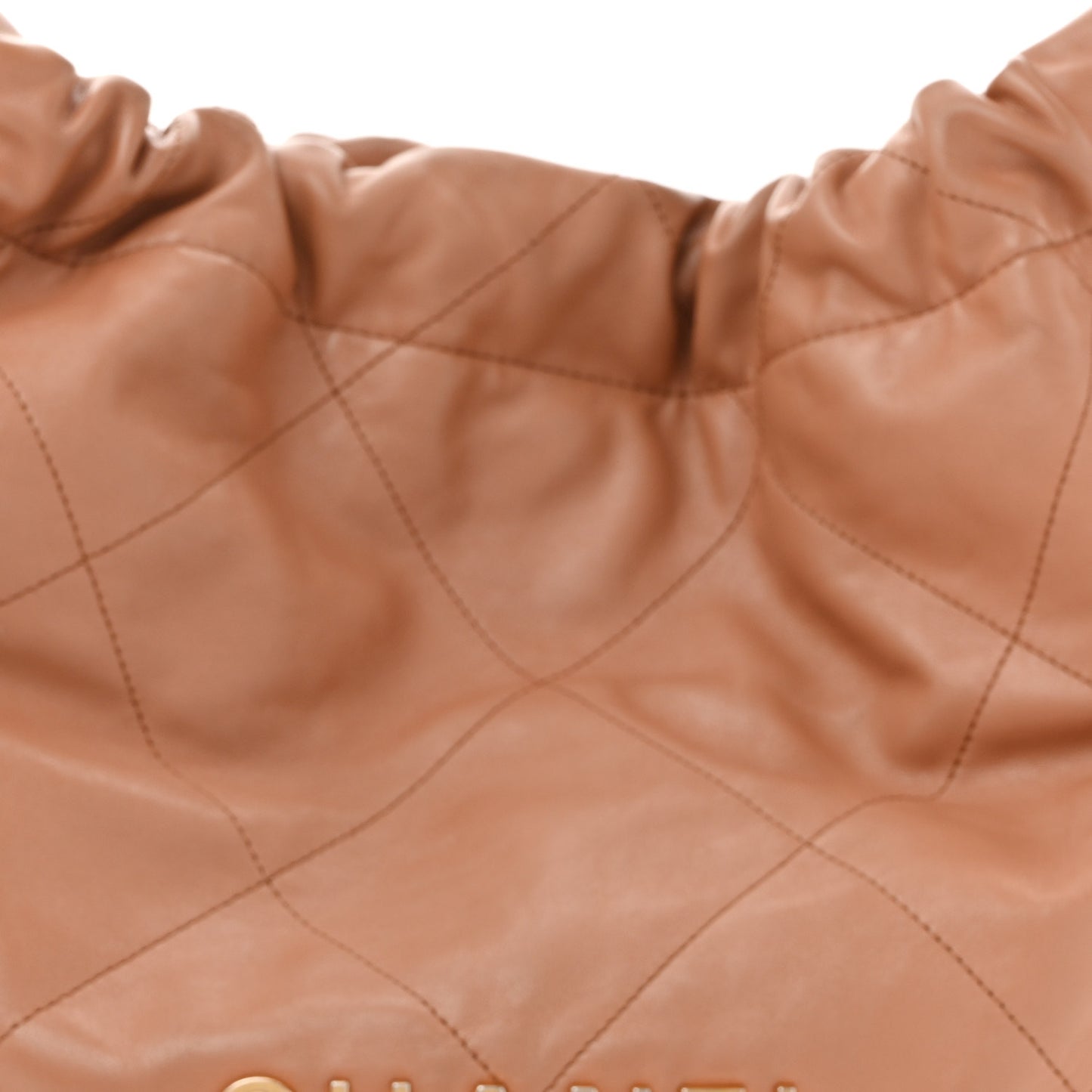 Shiny Calfskin Quilted Chanel 22 Beige