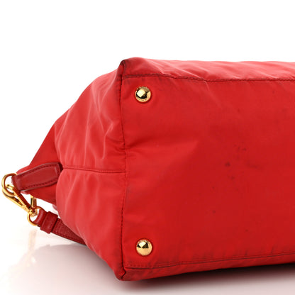 Prada Tessuto Nylon Saffiano Tote Rosso 9 of 12