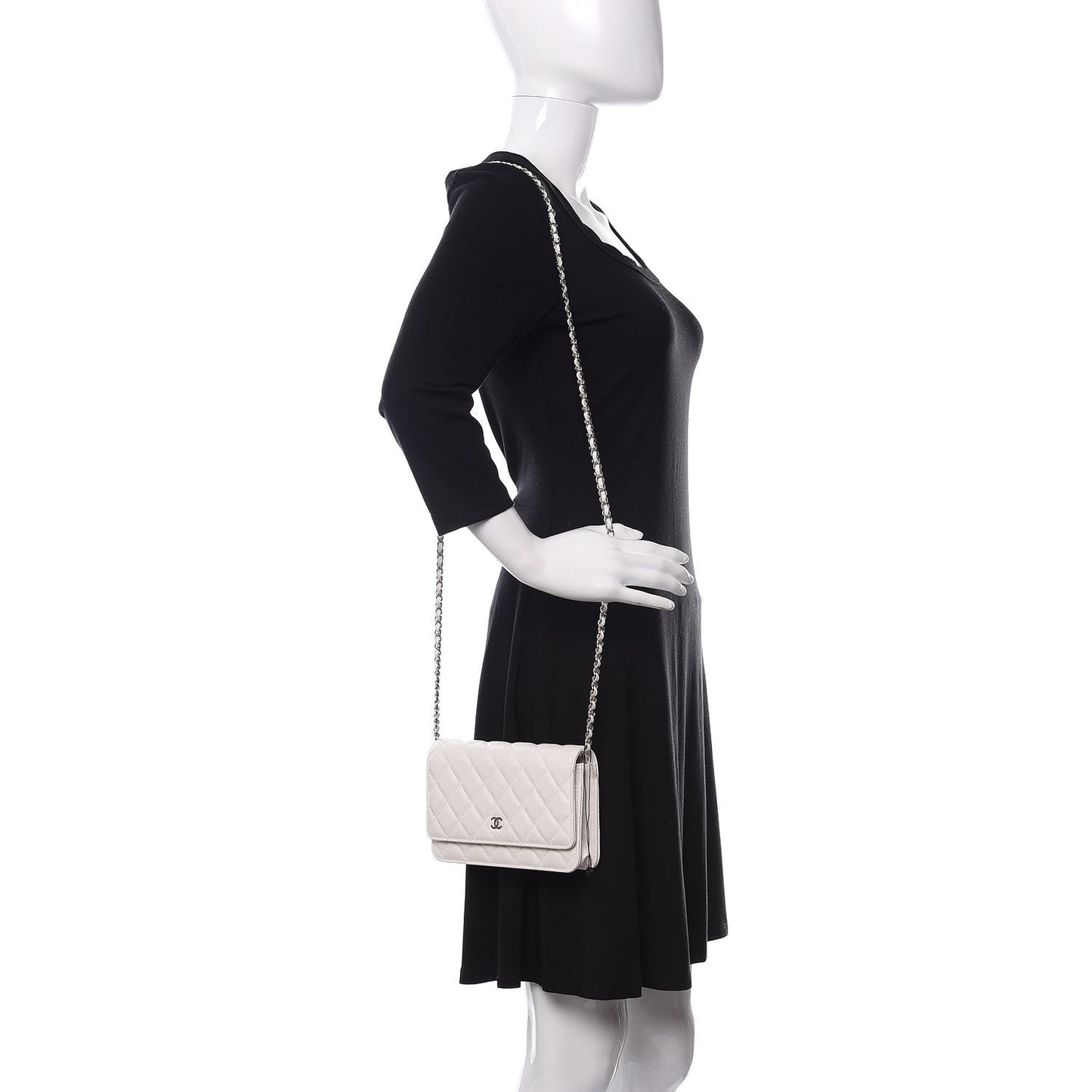 Caviar Quilted Wallet On Chain WOC White