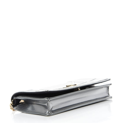 Christian Dior Metallic Patent Micro-Cannage Diorama Wallet on Chain Pouch Silver 4 of 10