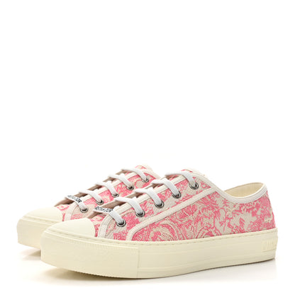 Christian Dior Canvas Toile De Jouy Embroidered Womens Walk'N'Dior Low Top Sneakers 38 Off-White Pink 3 of 12