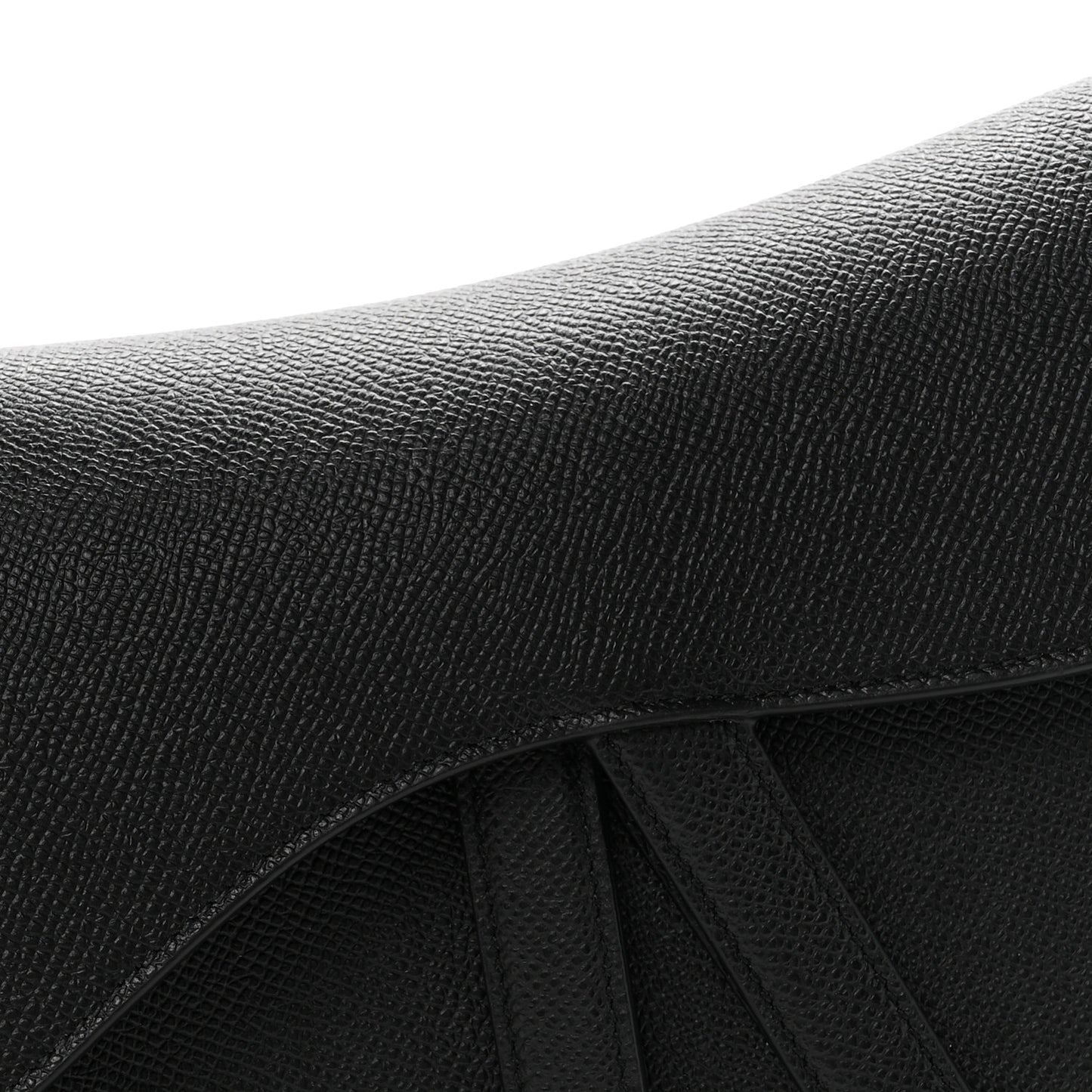 Grained Calfskin Saddle Bag With Strap Black