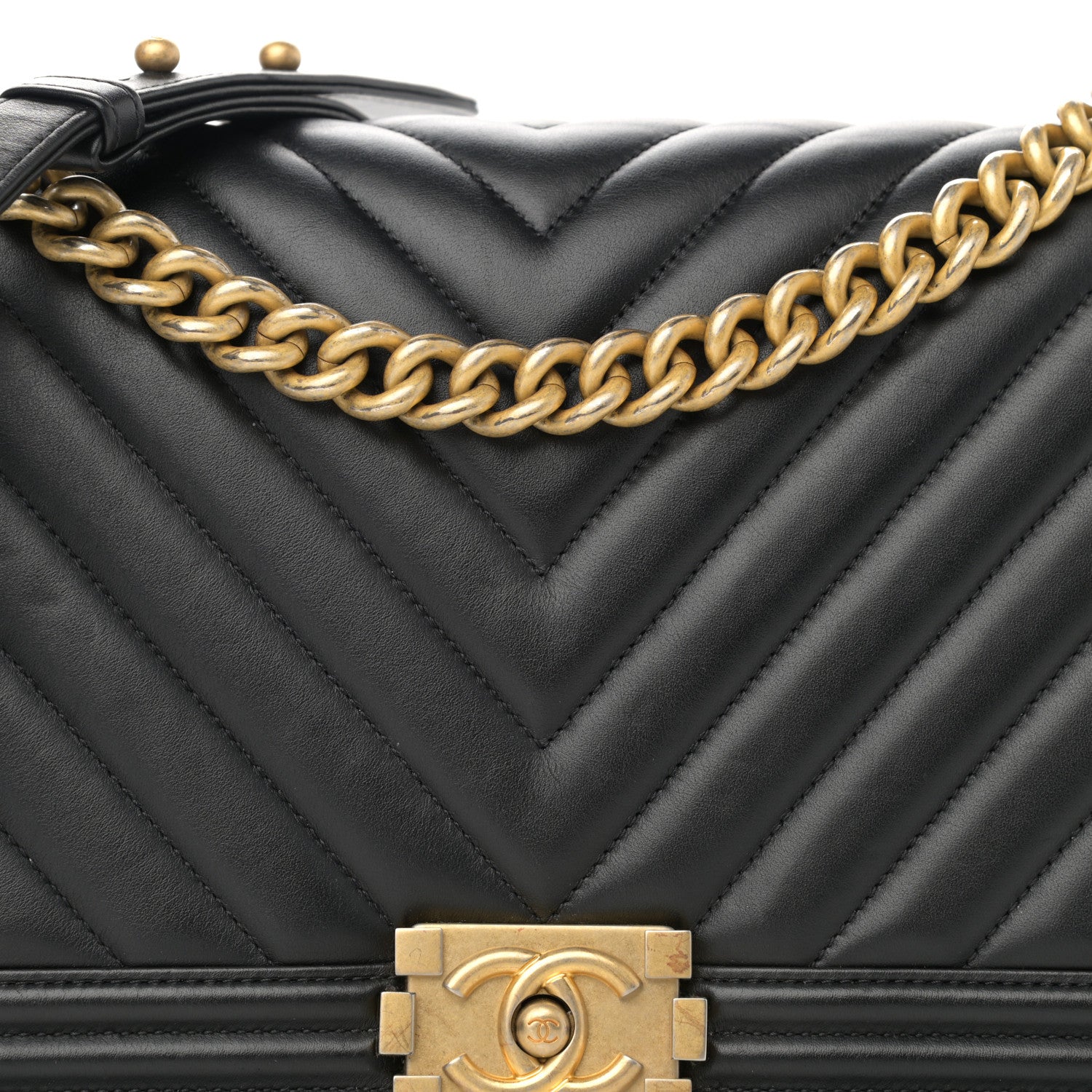 Chanel Calfskin Chevron Quilted New Medium Boy Flap Black 8 of 15