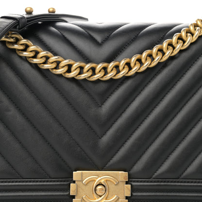 Chanel Calfskin Chevron Quilted New Medium Boy Flap Black 8 of 15