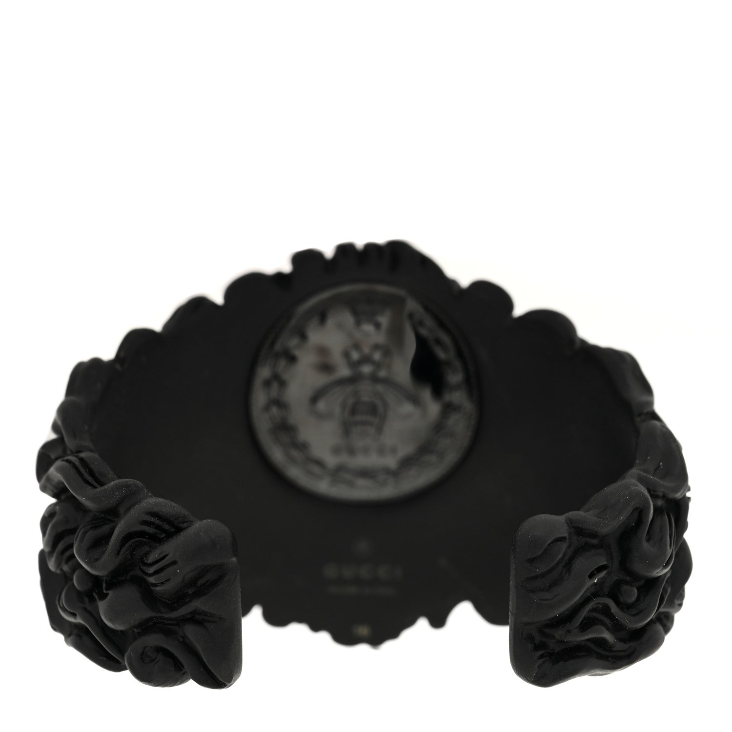 Gucci Metal Pearl Lion Head Cuff Bracelet Black 3 of 4