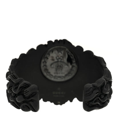 Gucci Metal Pearl Lion Head Cuff Bracelet Black 3 of 4