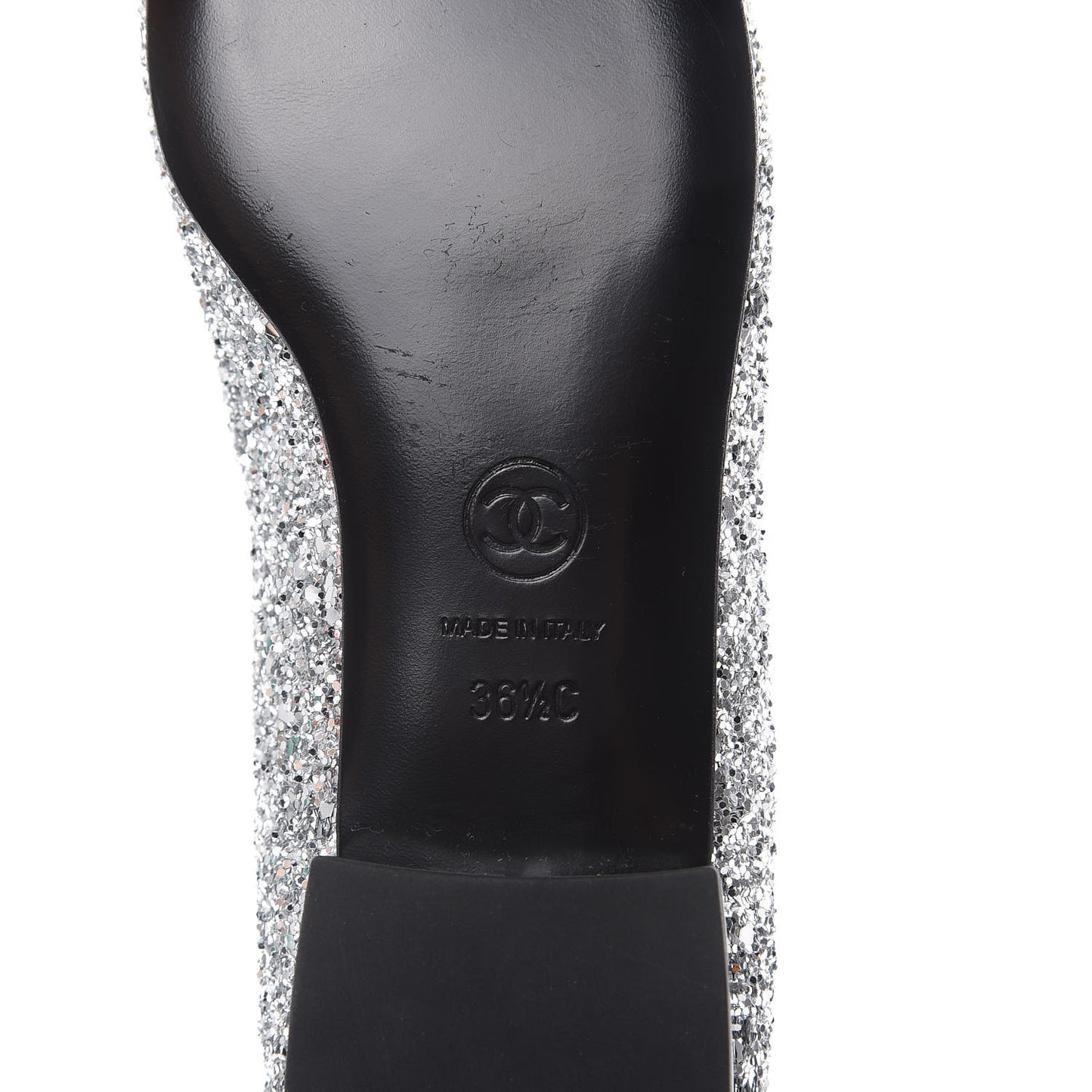 Glitter Fabric Patent Calfskin Mocassin Loafers 36.5 Black Silver