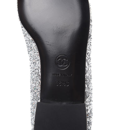 Chanel Glitter Fabric Patent Calfskin Mocassin Loafers 36.5 Black Silver 6 of 8