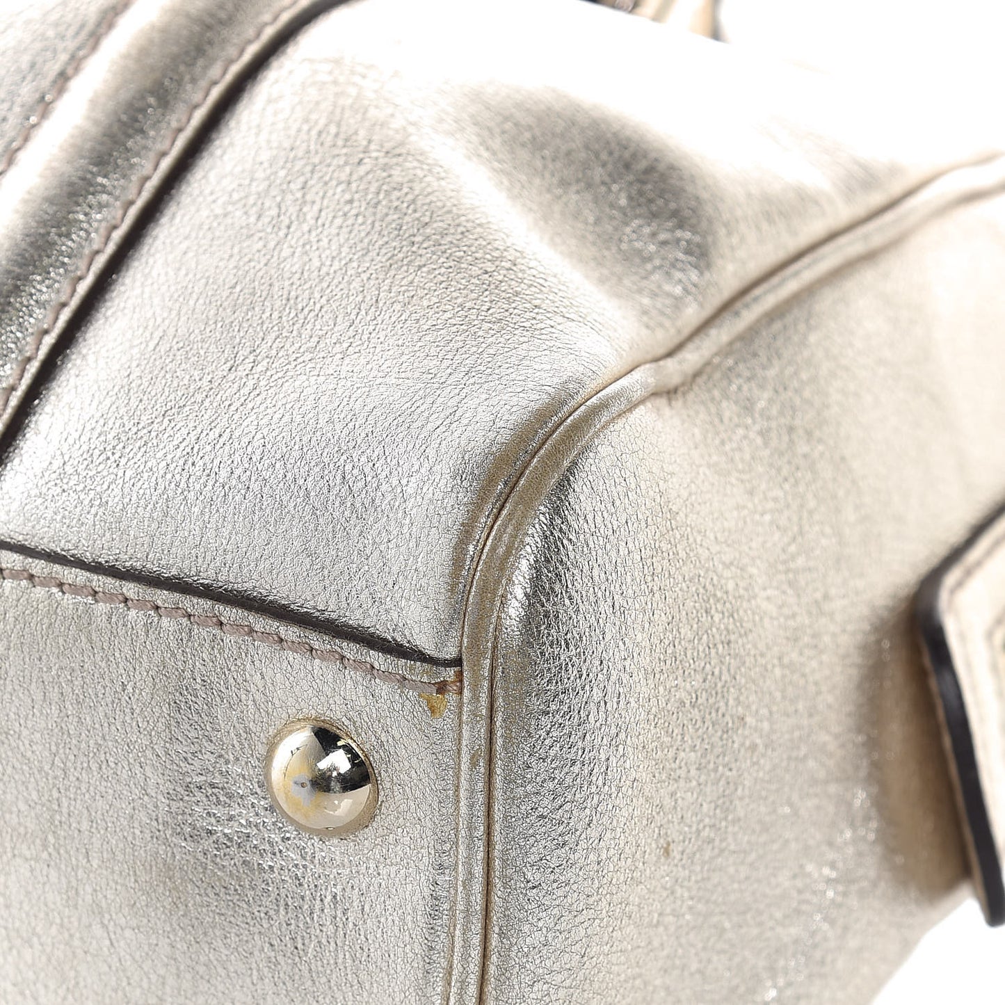 Metallic Calfskin Small Britt Boston Gold