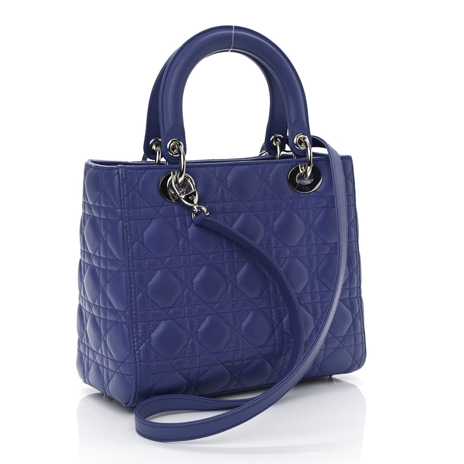 Christian Dior Lambskin Cannage Medium Lady Dior Blue 3 of 13