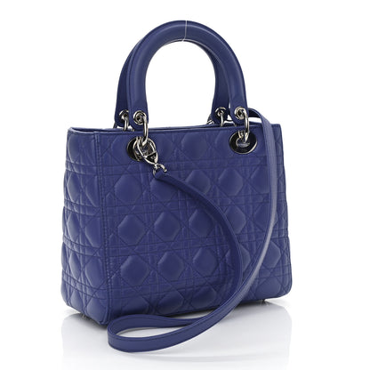 Christian Dior Lambskin Cannage Medium Lady Dior Blue 3 of 13