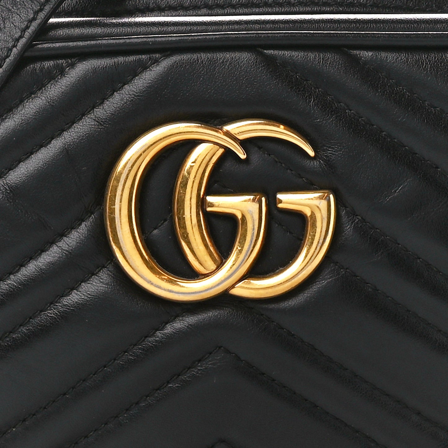 Calfskin Matelasse Small GG Marmont Chain Shoulder Bag Black