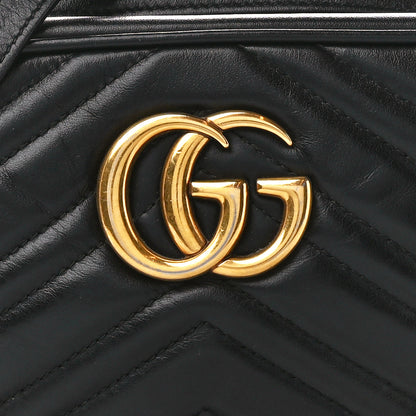Gucci Calfskin Matelasse Small GG Marmont Chain Shoulder Bag Black 9 of 13