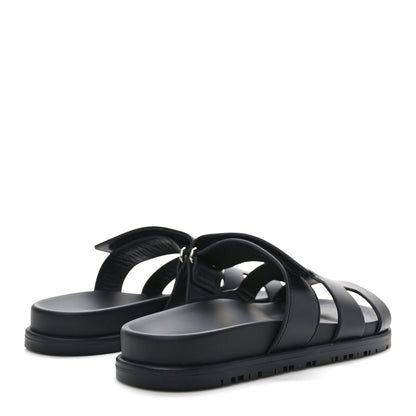 Hermes Calfskin Womens Chypre Sandals 36.5 Black 4 of 9