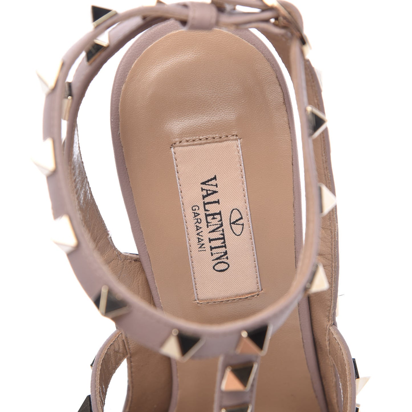 Nappa Rockstud Ankle Strap Pumps 37 Cacao Poudre