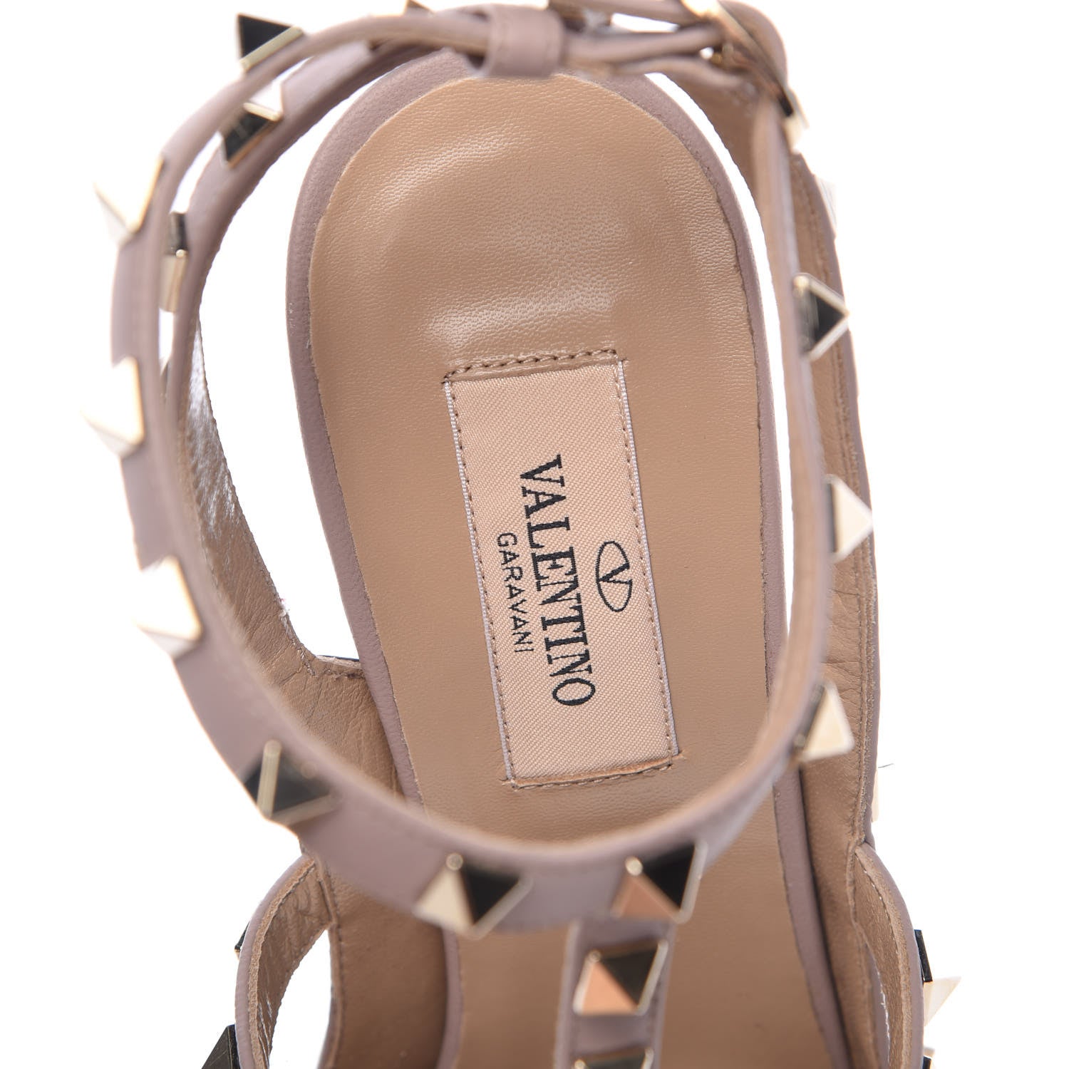 Valentino Garavani Nappa Rockstud Ankle Strap Pumps 37 Cacao Poudre 7 of 9