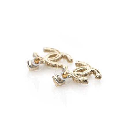 Chanel Crystal Pearl Dazzling Domino CC Drop Earrings Gold 3 of 4