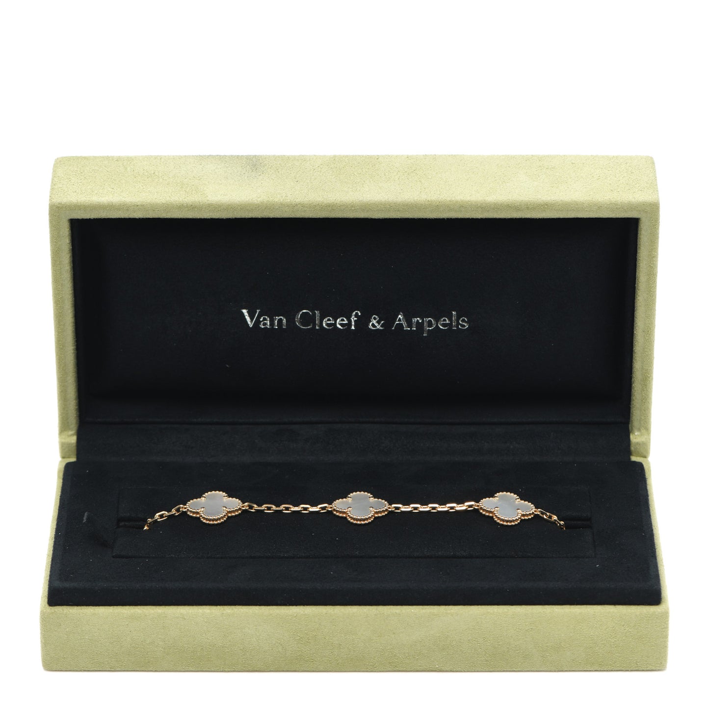 18K Yellow Gold Mother of Pearl 5 Motifs Vintage Alhambra Bracelet